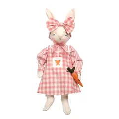 Ally Bunny Easter Plaid Dress Gathered Traditions Joe Spencer Soft Figure Figurine w/ Carrot