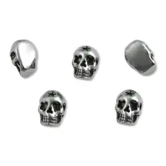 John Bead Antique Stainless Steel Beads - Skull 1, 10 x 14 mm, Pkg of 5