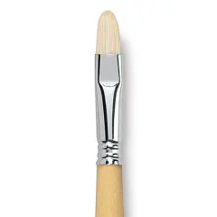 Escoda Clasico Chungking White Bristle Brush - Short Filbert, Long Handle, Size 14