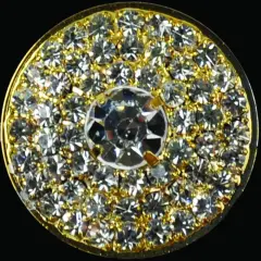 Belagio Rhinestone Shank Button, 1" Diameter, 1 Piece, Disc Design, Gold/Crystal