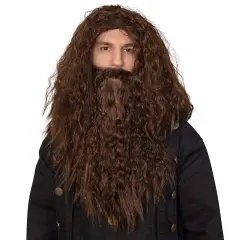 Brown Wig and Beard - Brown Wavy Biblical Costume Accessories Hair Wig and Beard Set for Adults and Kids