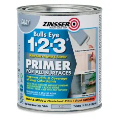 Bulls Eye 1-2-3 Latex Primer Sealer- Gray,Interior/Exterior, Quart