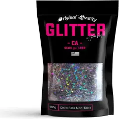 Shaped Ultra Sparkle Glitter - STARS - CHARCOAL Holographic Premium Glitter Multi Purpose Dust Powder 50g / 1.75oz