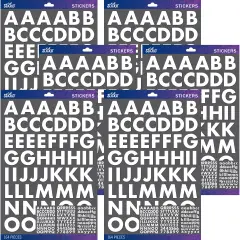 Multipack of 6 - Sticko Alphabet Stickers-White Futura Bold Large