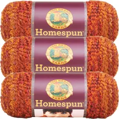 (3 Pack) Lion Brand Homespun Yarn - Wild Fire