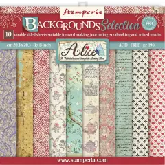Stamperia Backgrounds Double-Sided Paper Pad 8"X8" 10/Pkg-Alice Through The Looking Glass