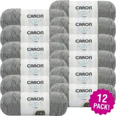 Multipack of 12 - Caron Simply Soft Tweeds Yarn-Gray Heather