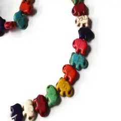 38 15mm Howlite Elephant Mixed Color Dyed Gemstone Beads bR1