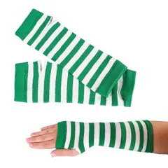 Rhode Island Novelty Green and White Stped Arm Warmers One-Size Fits Most One Pair