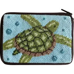 Stitch & Zip Needlepoint Coin Purse Kit- Sea Turtle Multicolor