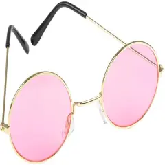 Rhode Island Novelty Round Color Lens Sunglasses 1 Pair of Pink Glasses