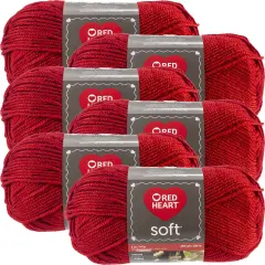 Multipack of 6 - Red Heart Soft Yarn-Really Red
