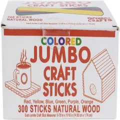 Pepperell Crafts Jumbo Craft Sticks 300/Pkg-Colored
