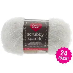 Multipack of 24 - Red Heart Scrubby Sparkle Yarn-Marshmallow