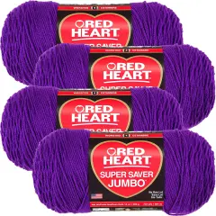 Multipack of 4 - Red Heart Super Saver Jumbo Yarn-Amethyst