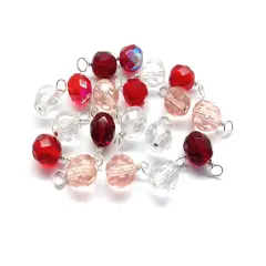 Fire-Polished Bead Charms, 10 pieces Valentines Day Mix, 8mm Faceted Dangles, Adorabilities