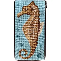 Stitch & Zip Eyeglass Case Needlepoint Kit - Sea Horse Multicolor