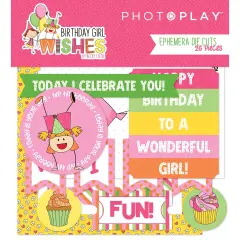 Photoplay Birthday Wishes Girl Die-Cut Ephemera