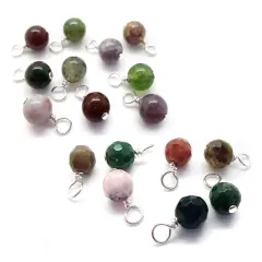 Indian Agate 6mm Bead Dangles, Small Fancy Jasper Gemstone Charms, 10 pieces, Adorabilities
