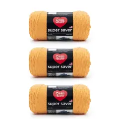 Red Heart Super Saver Saffron Yarn - 3 Pack of 198g/7oz - Acrylic - 4 Medium (Worsted) - 364 Yards - Knitting/Crochet
