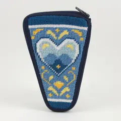 Scissor Case - Blue and White Heart - Needlepoint Kit Multicolor