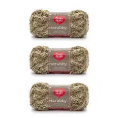 Red Heart Scrubby Almond Yarn - 3 Pack of 85g/3oz - Polyester - 4 Medium (Worsted) - 78 Yards - Knitting/Crochet