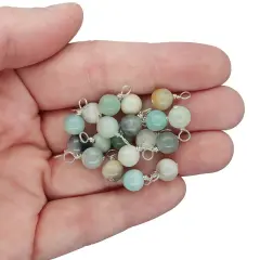 Amazonite 6mm Bead Dangles, Small Gemstone Charms, 10 pieces, Adorabilities