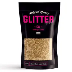 Light Gold Premium Glitter Multi Purpose Dust Powder 100g / 3.5oz for use with Arts & Crafts Wine Glass Decoration Weddings Cards Flowers Cosmetic Face Eye Body (PACKAGING MAY VARY)