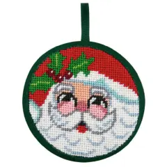 Santa Face Christmas Ornament - Needlepoint Kit Multicolor