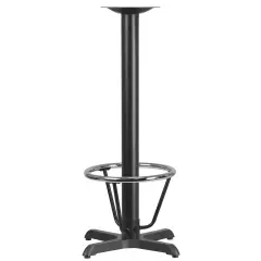 Emma and Oliver 22'' x 22'' Restaurant Table X-Base with 3'' Dia. Bar Height Column and Foot Ring Black