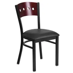 Emma and Oliver Decorative 4 Square Back Metal Restaurant Dining Chair Mahog/BlackVYL/Black