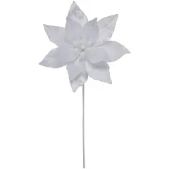 Northlight 24" White Glittered Poinsettia Christmas Stem Spray