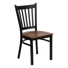 Emma and Oliver Vertical Back Metal Restaurant Dining Chair Cherry/BlackMetal