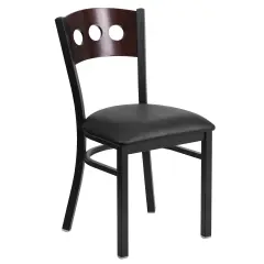 Emma and Oliver Decorative 3 Circle Back Metal Restaurant Dining Chair Walnut/BlackVY/Black