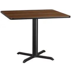 Emma and Oliver 42" Square Laminate Table Top with 33"x33" Table Height Base Walnut