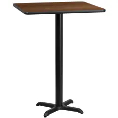 Emma and Oliver 30" Square Laminate Table Top with 22"x22" Bar Height Table Base Walnut