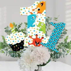 Big Dot of Happiness 1st Birthday Monster Bash - Little Monster First Birthday Party Centerpiece Sticks - Table Toppers - Set of 15