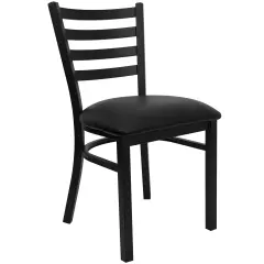 Emma and Oliver Ladder Back Metal Restaurant Dining Chair BlackVYL/BlackMetal