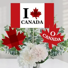 Big Dot of Happiness Canada Day - Canadian Party Centerpiece Sticks - Table Toppers - Set of 15