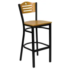 Emma and Oliver Slat Back Metal Restaurant Dining Barstool Natural/BlackMetal