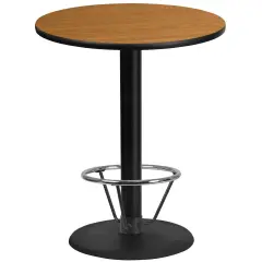 Emma and Oliver 36" Round Laminate Bar Table with 24" Round Foot Ring Base Natural