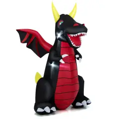 8 Feet Halloween Inflatable Fire Dragon Decoration with LED Lights