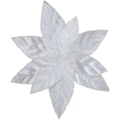 Northlight Glittered Poinsettia Christmas Floral Pick Clip-On Ornament - 10" - Snow White