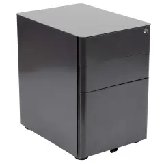 Emma and Oliver Modern 3-Drawer Mobile Locking Filing Cabinet Storage Organizer Black