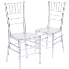 Emma and Oliver 2 Pack Stacking Ghost Chair Crystal Ice