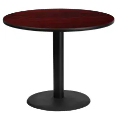 Emma and Oliver 36" Round Laminate Table Top with 24" Round Table Height Base Mahogany