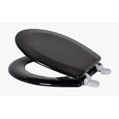 J&V Textiles Round Wooden Toilet Seat With Beveled Edge Black