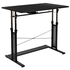 Emma and Oliver Height Adjustable (27.25-35.75"H) Sit to Stand Home Office Desk Black