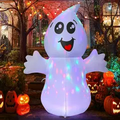 5 FT Halloween Inflatable Outdoor Cute Ghost with Magic Light, Blow Up Yard Decoration Clearance with LED Lights Built-in for Holiday/Party/Yard/Garden