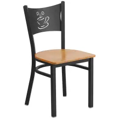 Emma and Oliver Coffee Back Metal Restaurant Dining Chair Natural/BlackMetal
